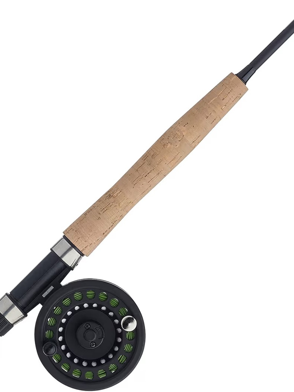 Cork Handle Fly Fishing Rod with Black Reel and Green Line